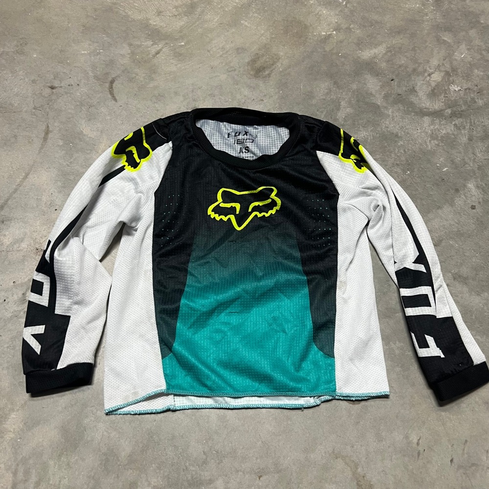 Fox Racing 180 Youth Motocross Jersey KS Black White Teal 29717 Kids Dirt Bike